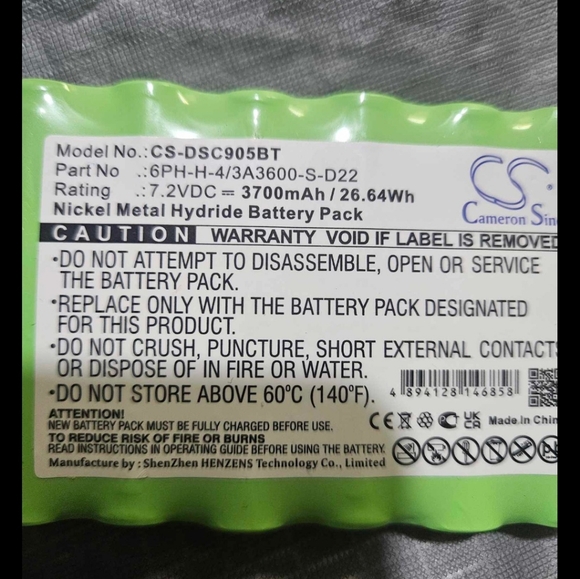 Cameron Sino 3700mAh Battery for Honeywell 300-03866, Lynx 5100, Lynx 5200, Lynx - Picture 4 of 4
